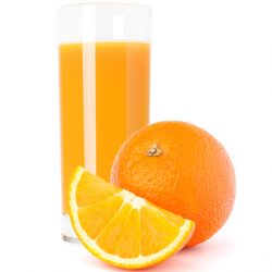 Juice glass and orange fruit isolated on white background cutout